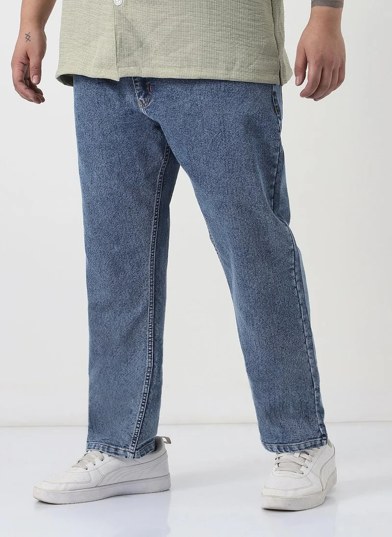 Urbano Fashion  Urbano Plus Men's Light Blue Slim Fit Washed Denim Jeans Stretchable for Men | Best Price UAE